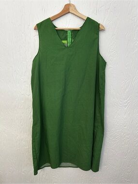 HANDMADE Cotton Gingham Check Midi Shift Dress Large Beetlejuice Black Green